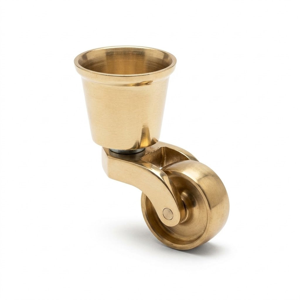 32mm Solid Brass Cup Castors for Furniture & Chairs, Pack of 4