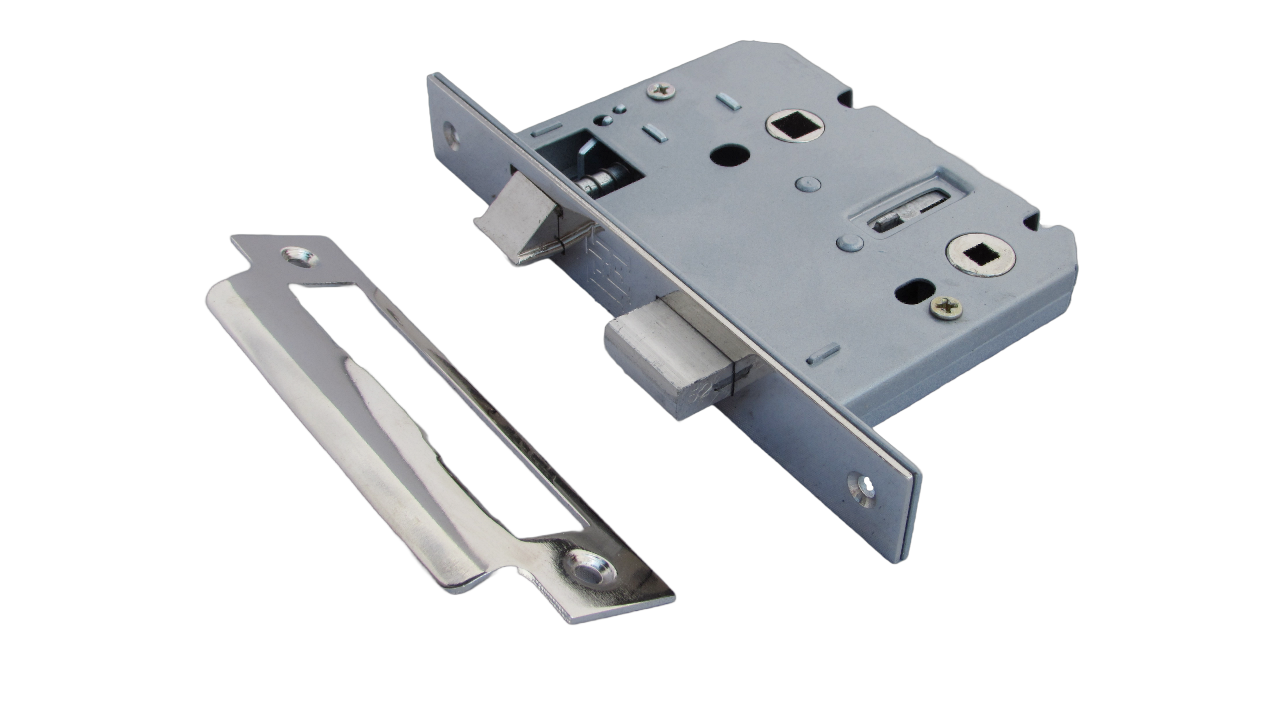 Bathroom Mortice Lock Nickel Sashlock 2.5" 64mm Bolt Through Reversible Bath Door