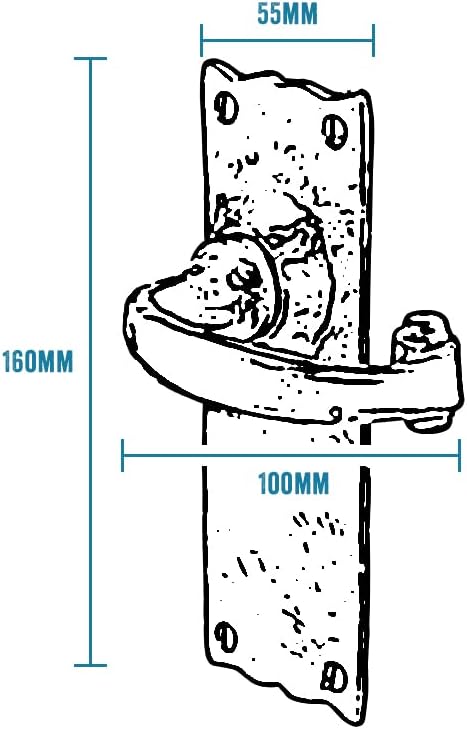 Iron Door Handles Black 158 x 55mm Antique Vintage Cottage Lever Lock Euro Bath Handle