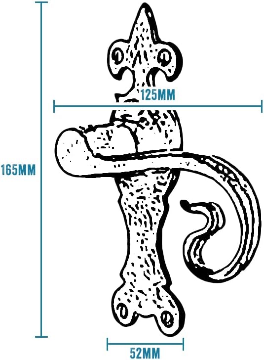 Iron Door Handles Black 165 x 52mm Antique Vintage Cottage Lever Lock Bath Handle