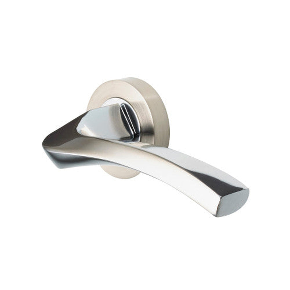 Vision Chrome Satin Nickel Auva Designer Lever Handles on 50mm Round Rose - 35mm