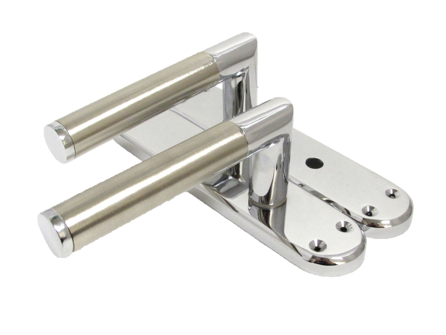 BATHROOM TOILET Door Handle Satin Nickel & Chrome Mitred Interior WC