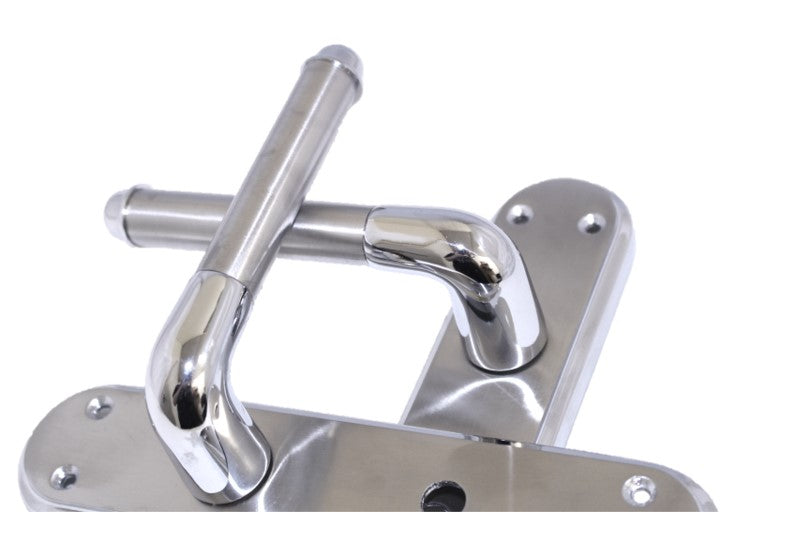 Marina Door Handle Two Tone Bathroom Lock Lever - Chrome and Satin