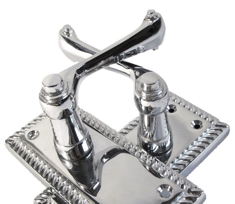 Door Handles Georgian Lever Latch Roped Edge - Chrome 110mm x 50mm