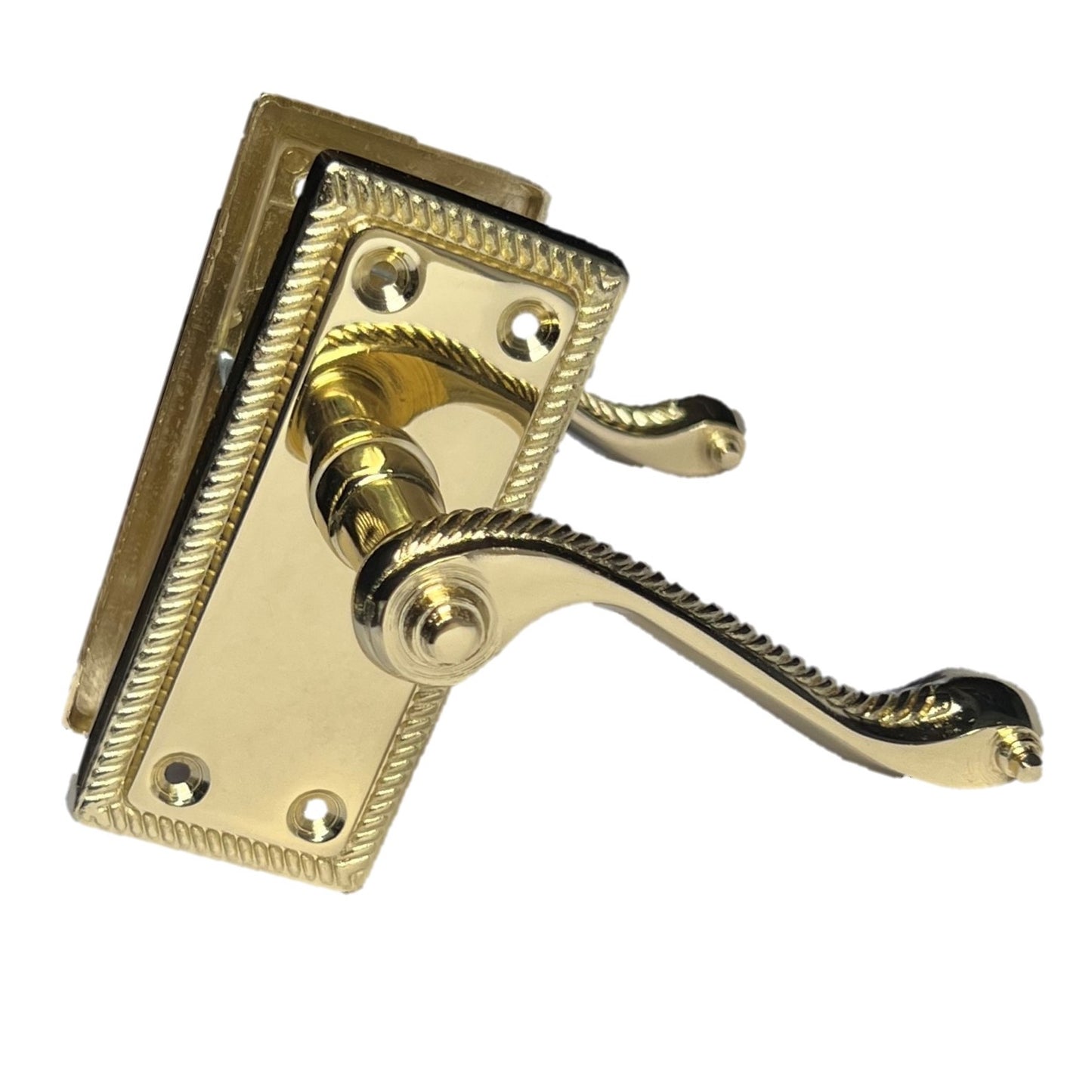 Poignées de porte à levier style géorgien, bord cordé, laiton, 110 mm x 50 mm