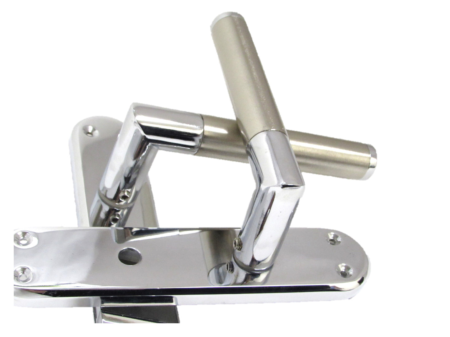 BATHROOM TOILET Door Handle Satin Nickel & Chrome Mitred Interior WC