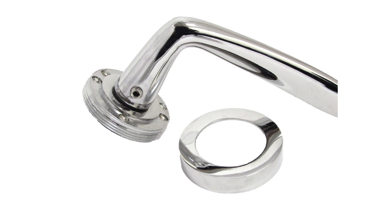 Carla Door Handles Latch Curved Lever on Rose - Chrome 125mm