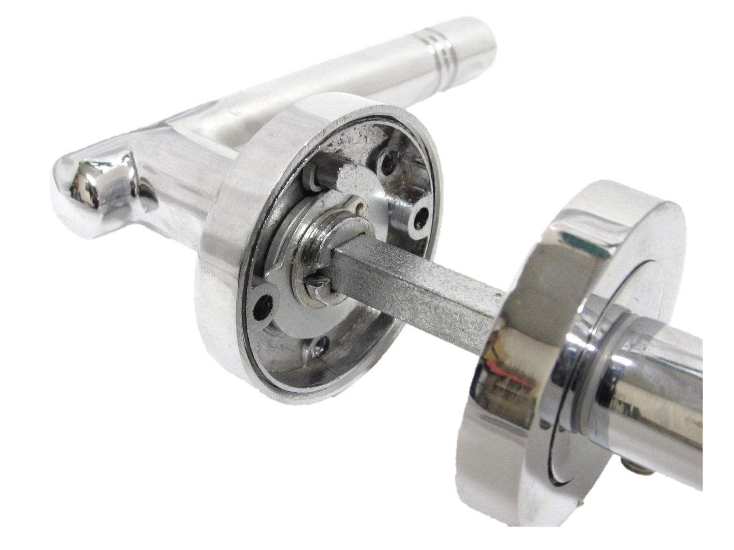 Chrome Straight Door Handles Lever Round Rose Silver Door Knobs