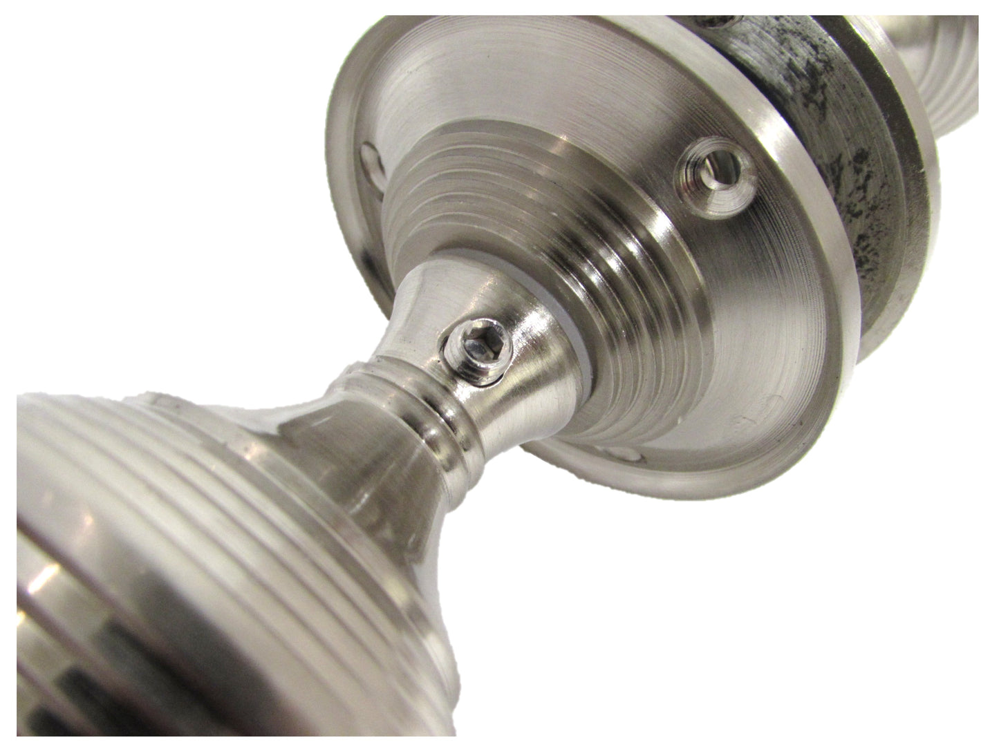 Boutons de porte Queen Anne à mortaise intérieure cannelée - Satin 64 mm