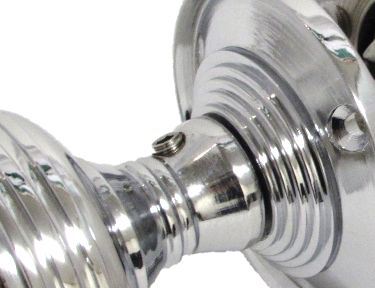 Boutons de porte cannelés à mortaise robustes - Chrome poli 64 mm