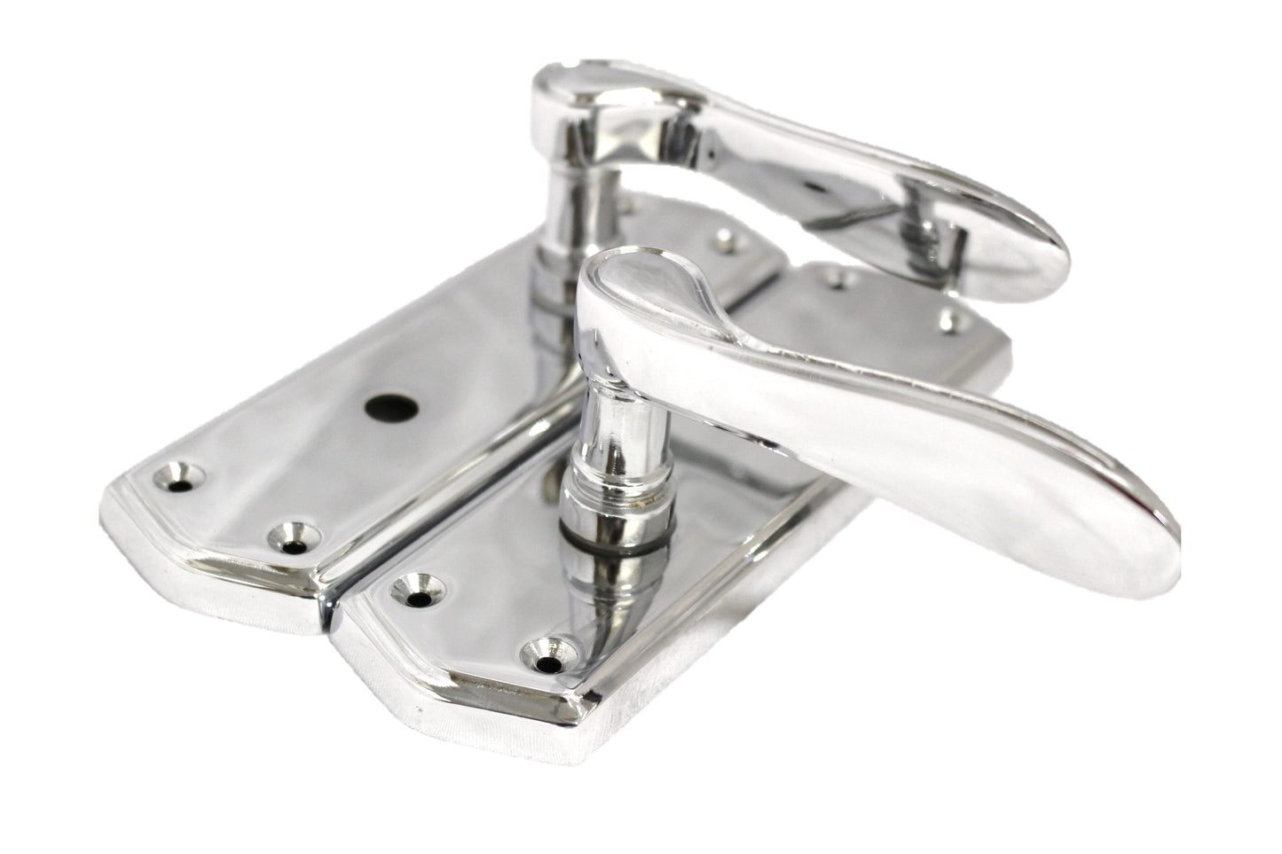 Poignées de porte de salle de bain CHROME Stellar sur plaque arrière + serrure de baignoire