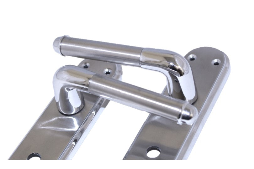 Marina Door Handle Two Tone Bathroom Lock Lever - Chrome and Satin