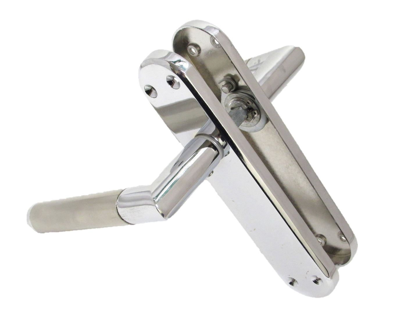 Door Handles Mitred Straight Lever Latch Pack Duo - Chrome Satin 180mm