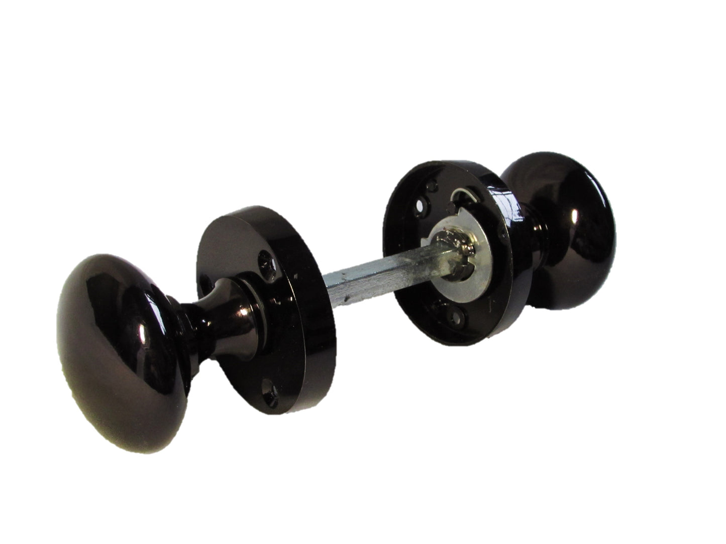 Door Knobs Round Victorian Mortice Knob Sprung - Black Nickel Latch Pack 56mm