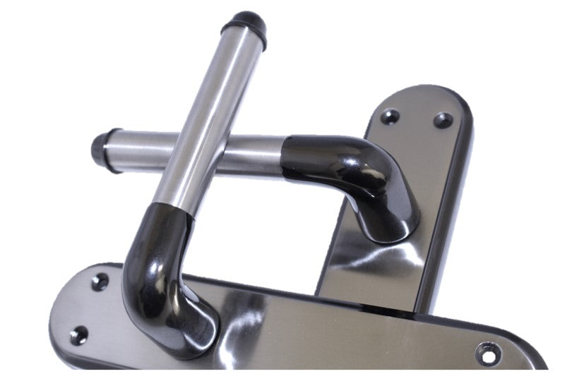 Marina Door Handle Two Tone Latch Lever - Black Nickel and Satin