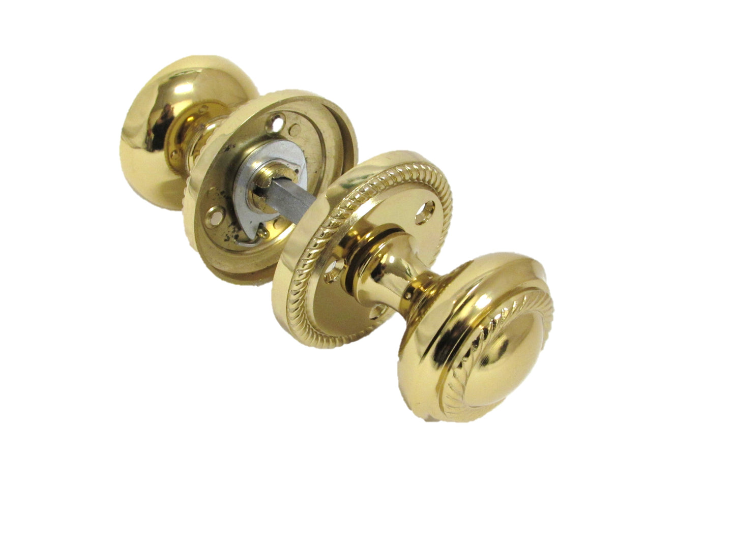 Door Knobs Round Georgian Roped Mortice Knob - Brass 62mm
