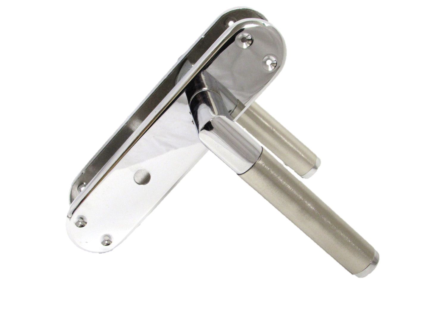 BATHROOM TOILET Door Handle Satin Nickel & Chrome Mitred Interior WC