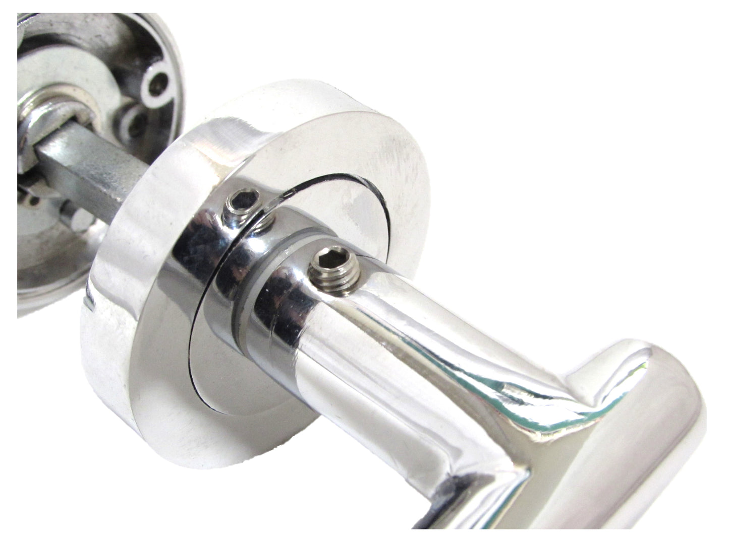 Door Handles T Bar Cossima Straight Lever Bathroom Thumbturn & Lock - Chrome 125mm