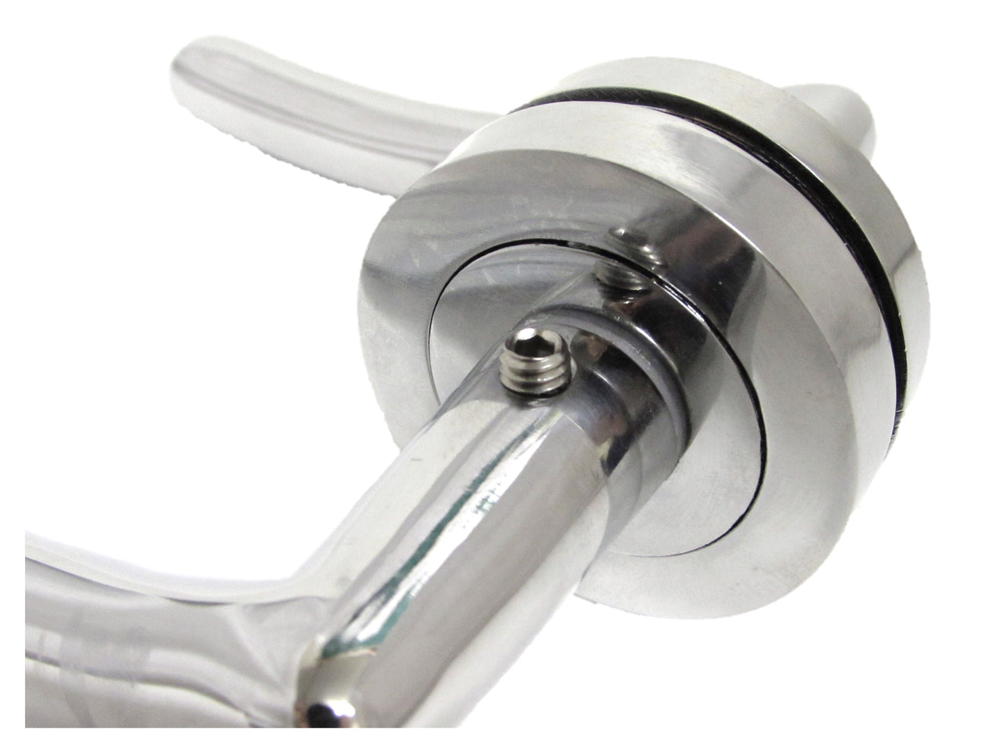 Carlressia Door Handles Latch Curved Lever on Rose - Chrome 125mm