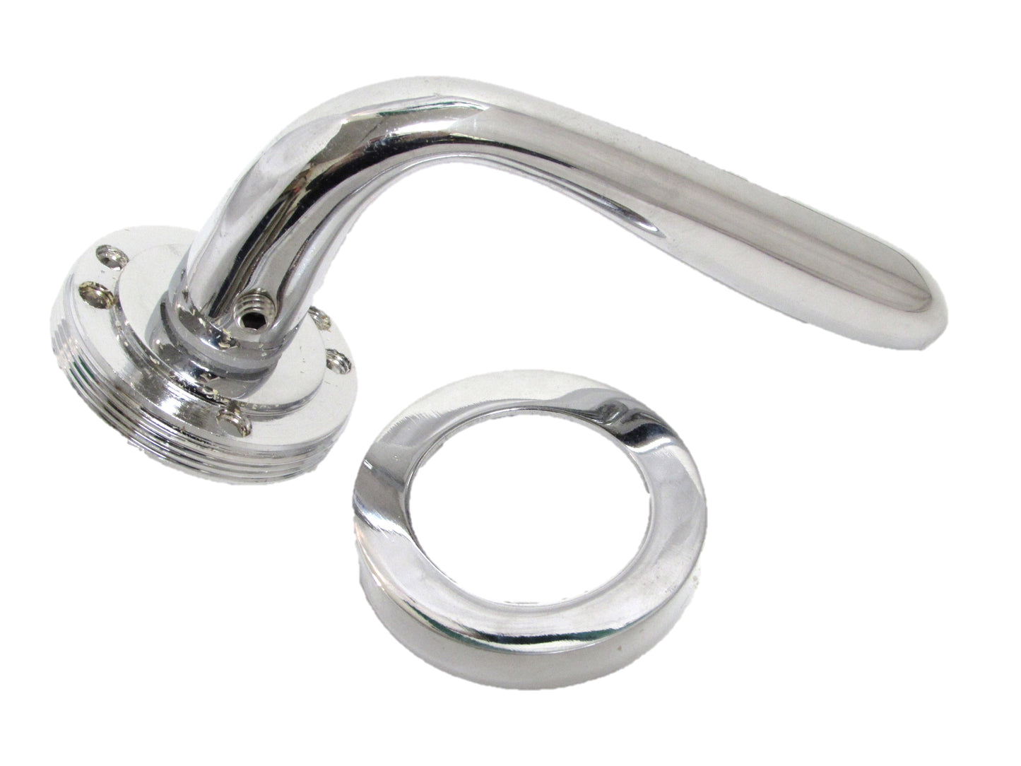 Poignées de porte Pearl Modern Marina à levier sur rosace - Chrome 120 mm