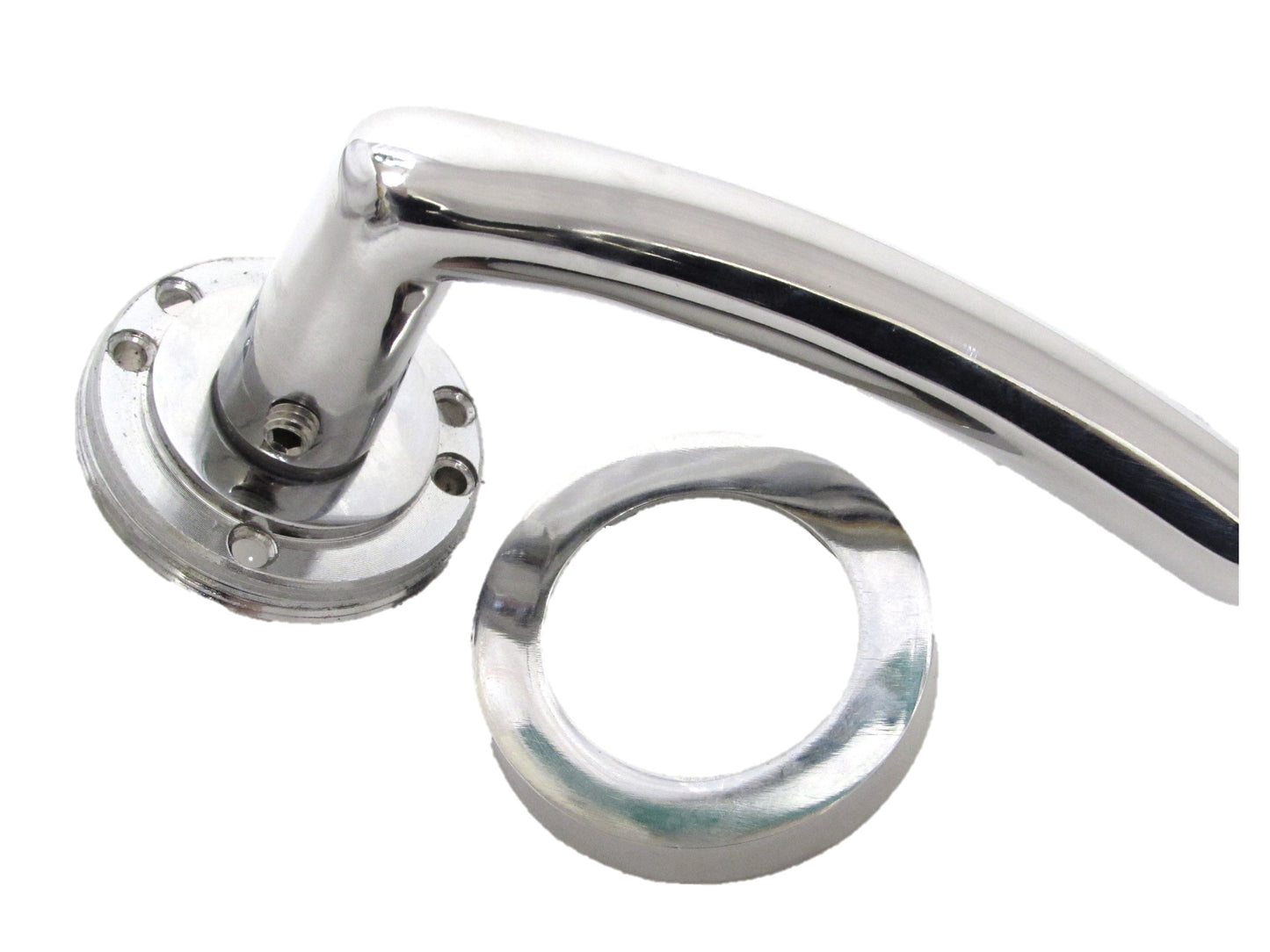 Carlressia Door Handles Latch Curved Lever on Rose - Chrome 125mm