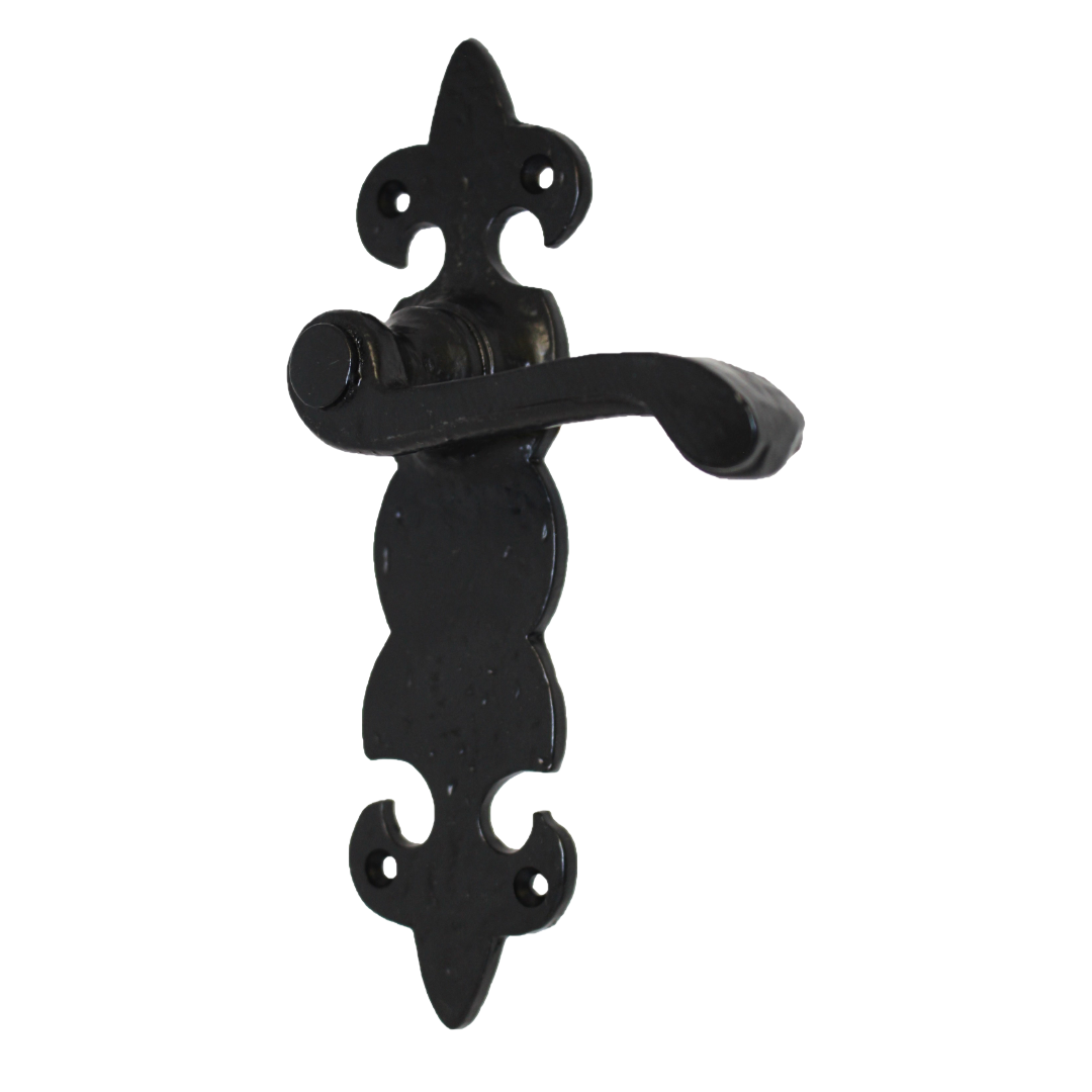 Antique Fleur De Lys Black Door Handle Latch Lock Bathroom Handles