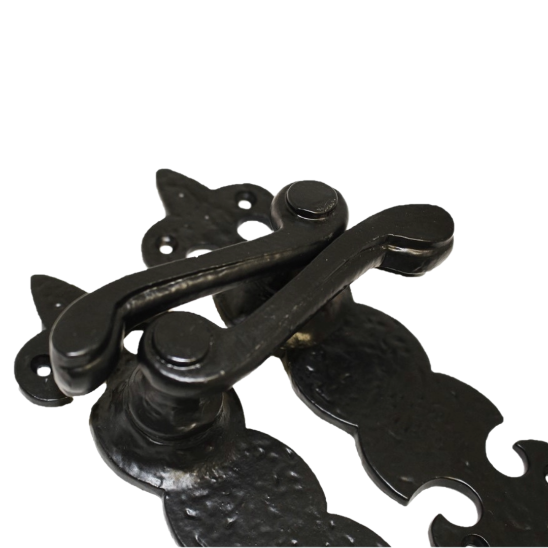 Antique Fleur De Lys Black Door Handle Latch Lock Bathroom Handles