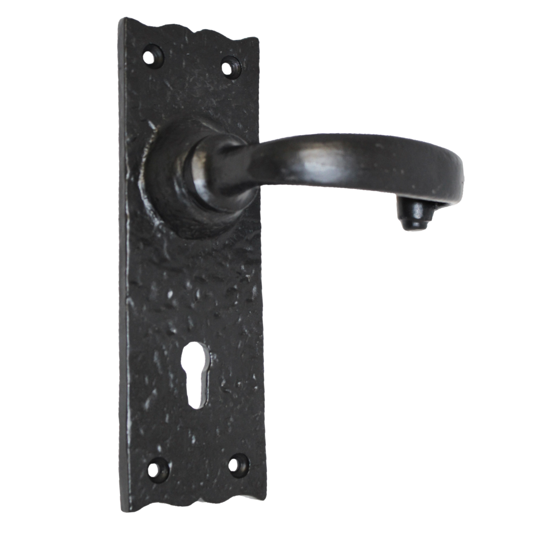 Antique Black Cast Iron Victorian Door Handle Latch Lock Bathroom Handles