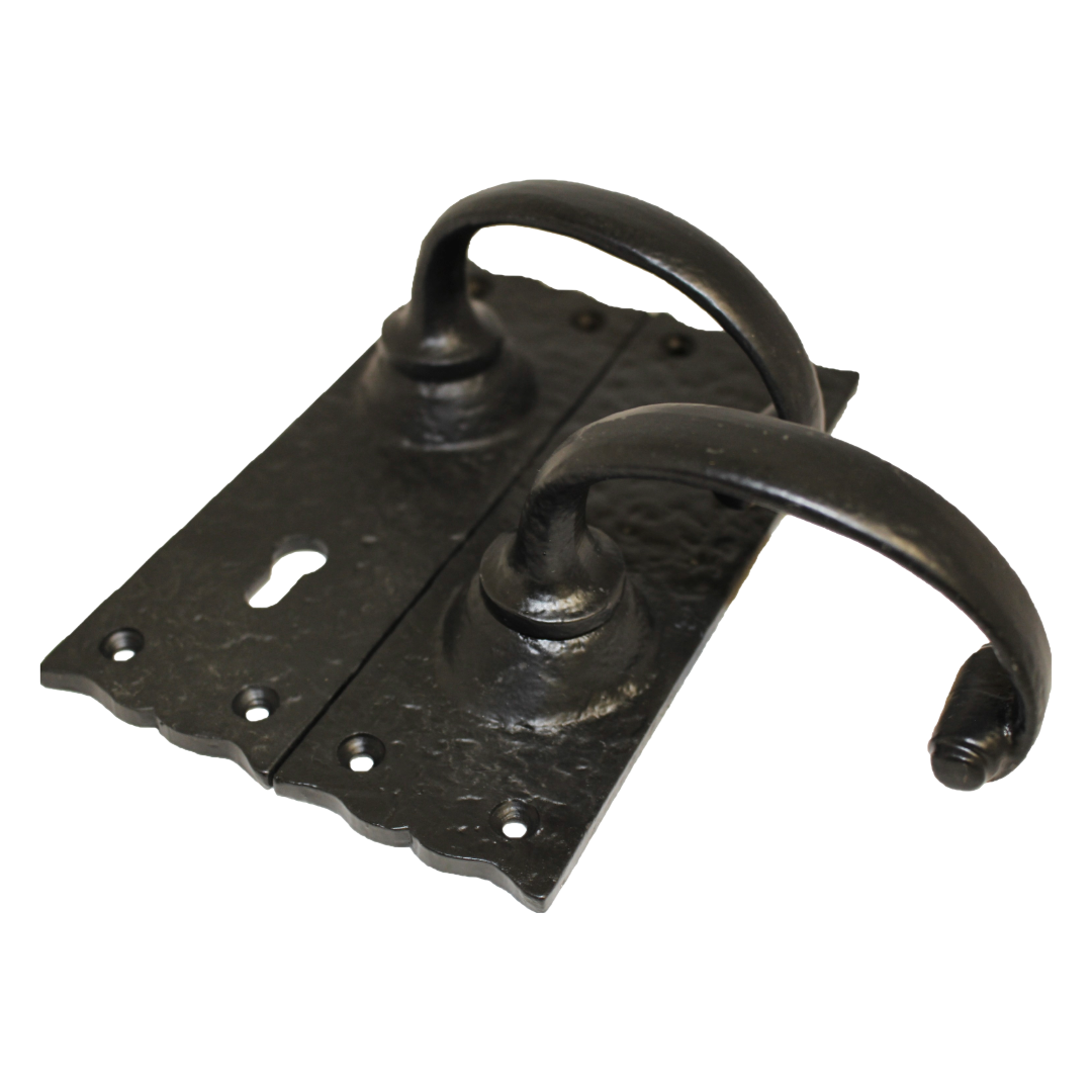 Antique Black Cast Iron Victorian Door Handle Latch Lock Bathroom Handles