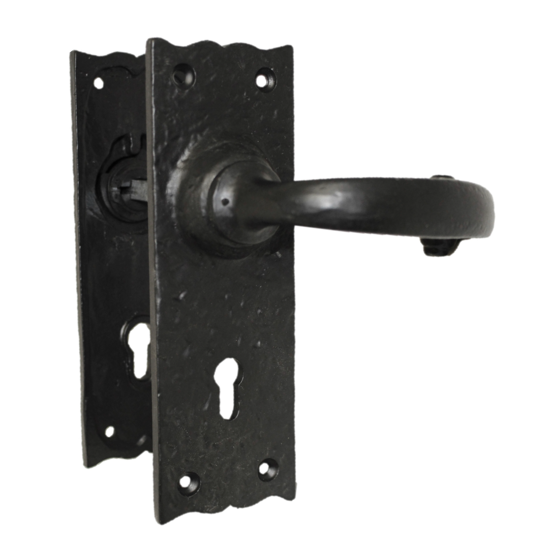 Antique Black Cast Iron Victorian Door Handle Latch Lock Bathroom Handles