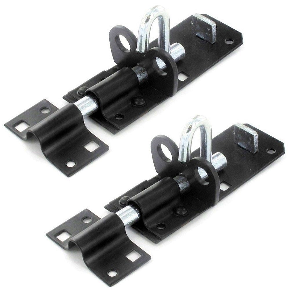 PAIR 4/6/8 inch Brenton Bolt - Black & Zinc Heavy Duty Garden Gate Shed Door