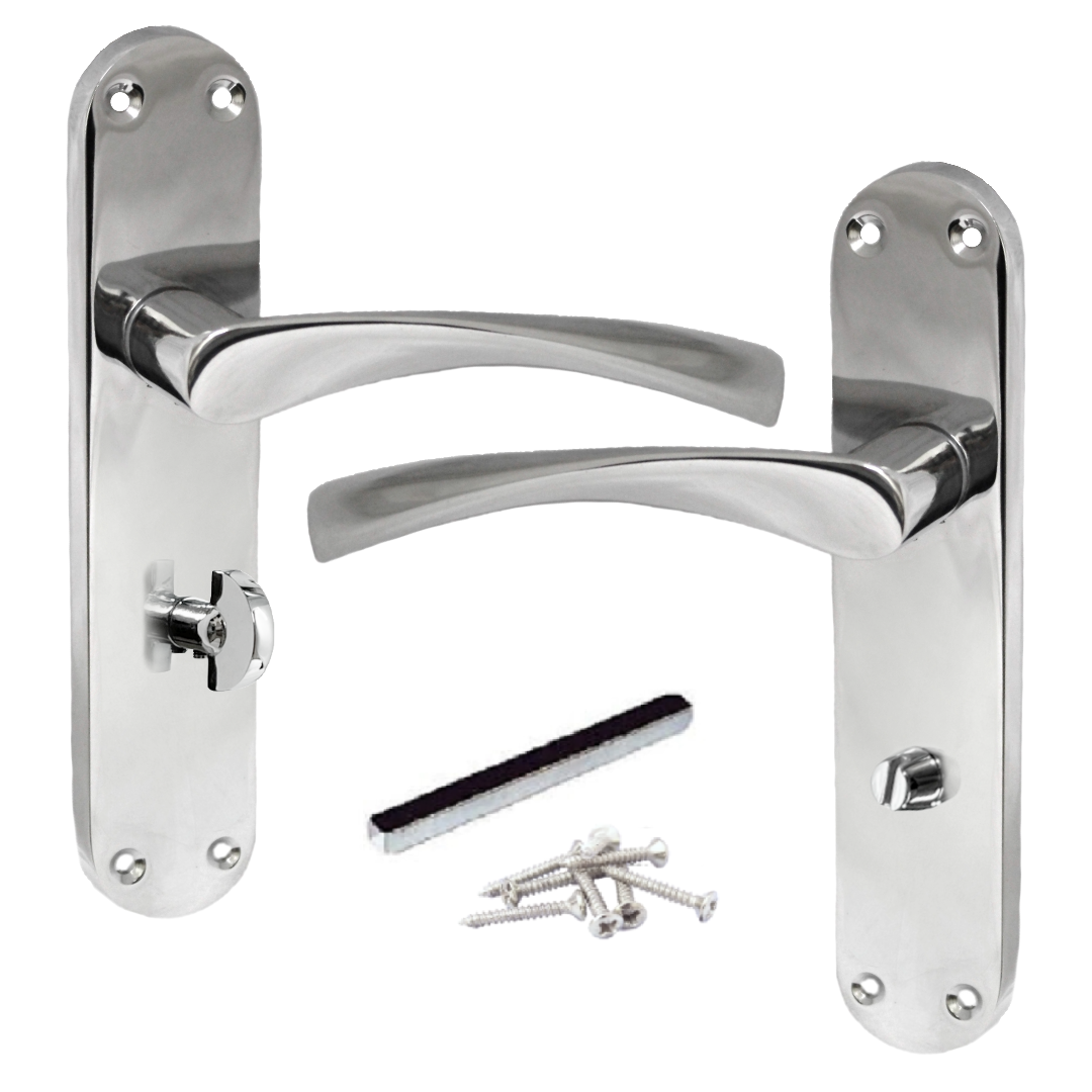 Monja Astrid Door Handles Arched Lever Polished Chrome Bathroom Lock