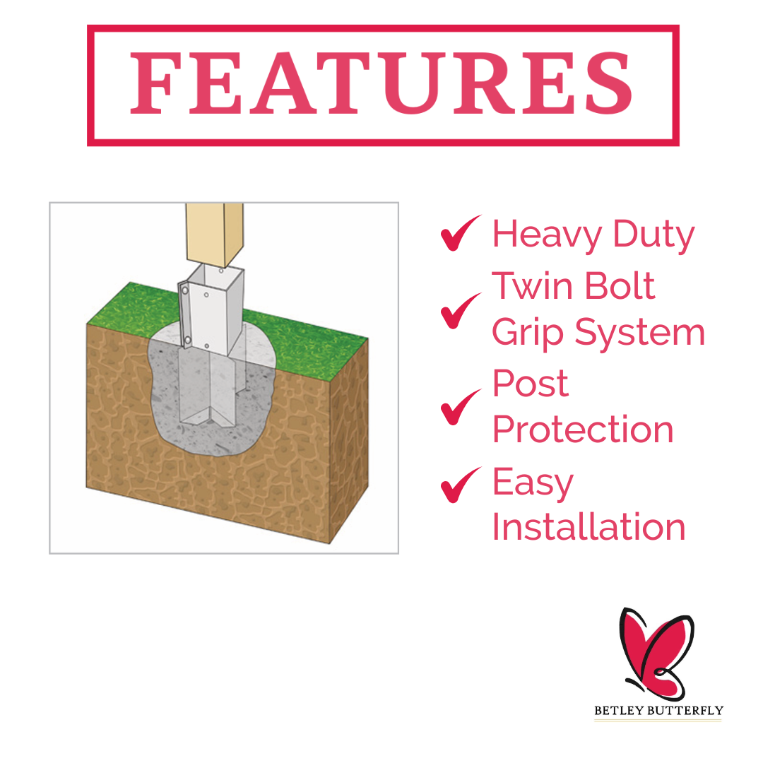 Bolt Grip Fence Post Support to Concrete In - Epoxy Brown for 3" 4" Wooden Posts