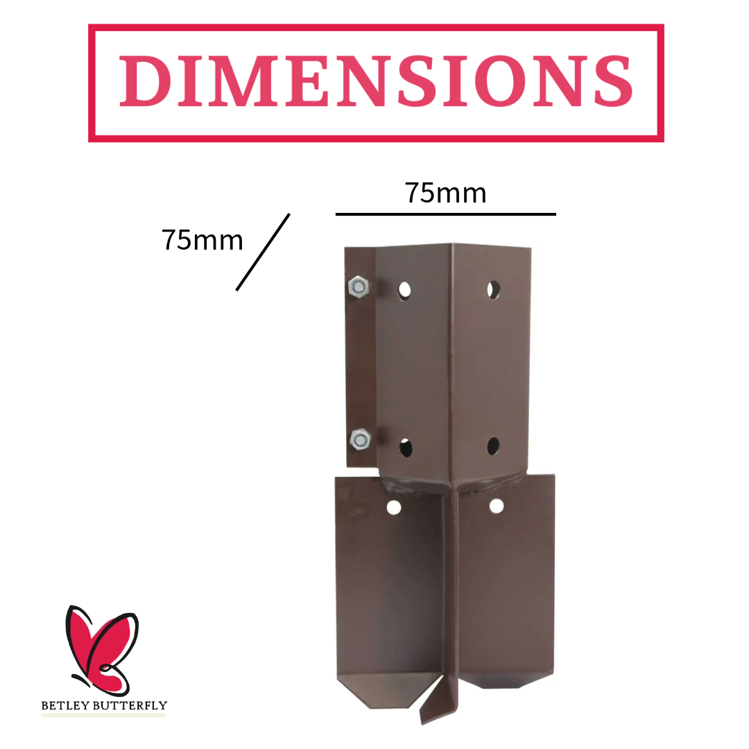 Bolt Grip Fence Post Support to Concrete In - Epoxy Brown for 3" 4" Wooden Posts