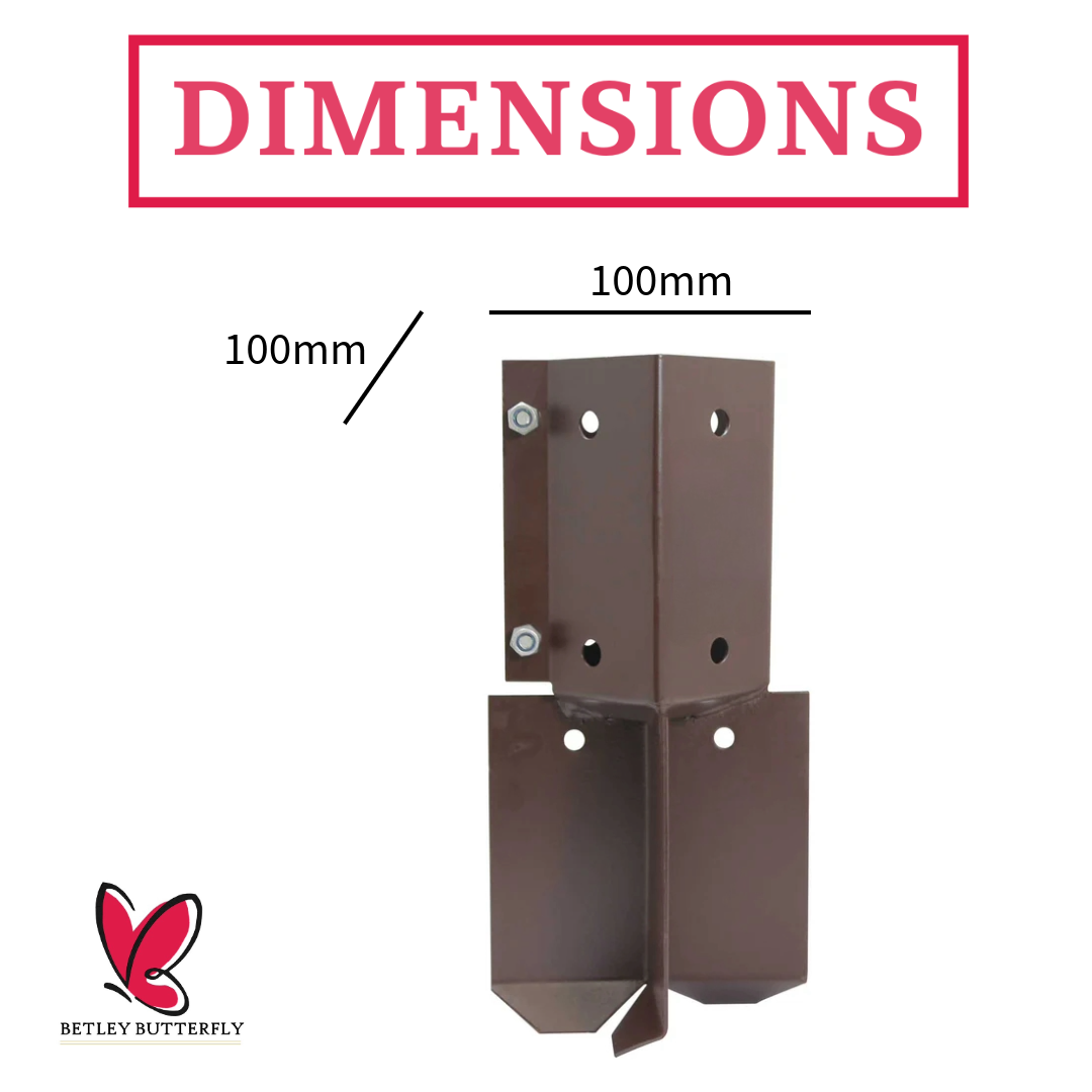 Bolt Grip Fence Post Support to Concrete In - Epoxy Brown for 3" 4" Wooden Posts