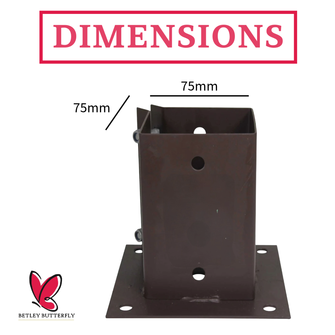 Bolt Grip Fence Post Support Bolt Down Base - Epoxy Brown for 3" 4" Wooden Posts