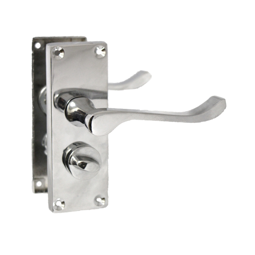 Privacy Bathroom Door Handles Chrome Privacy Version Victorian Scroll 1