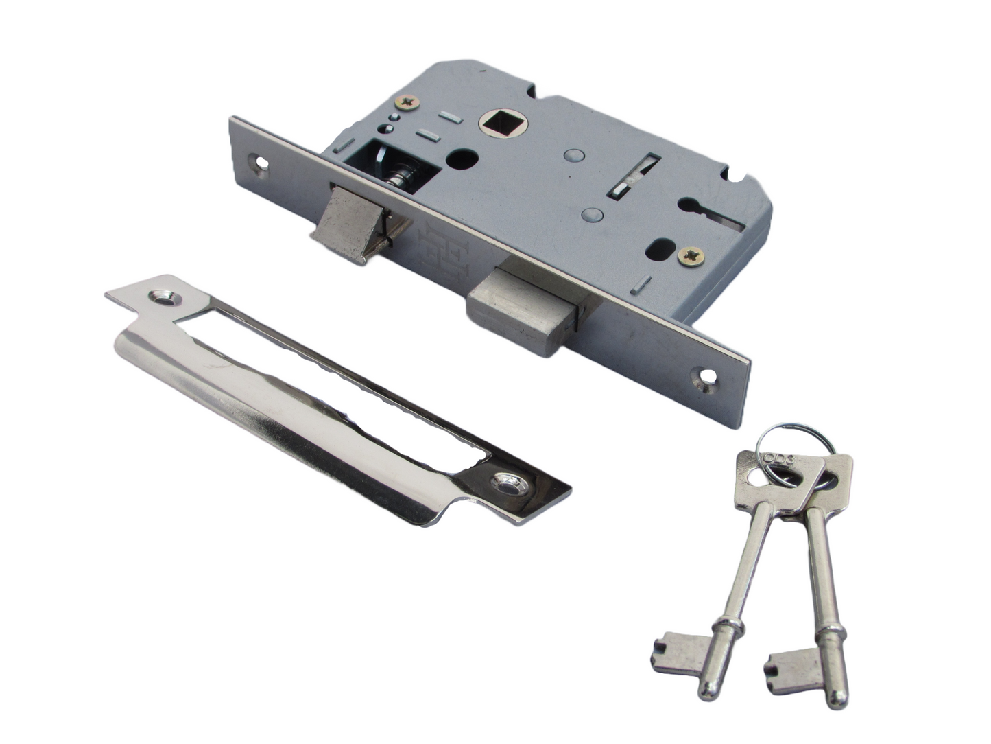3 Lever Mortice Nickel Sash Lock Key 3" 76mm Bolt Through Reversible Bathroom Handle Locks