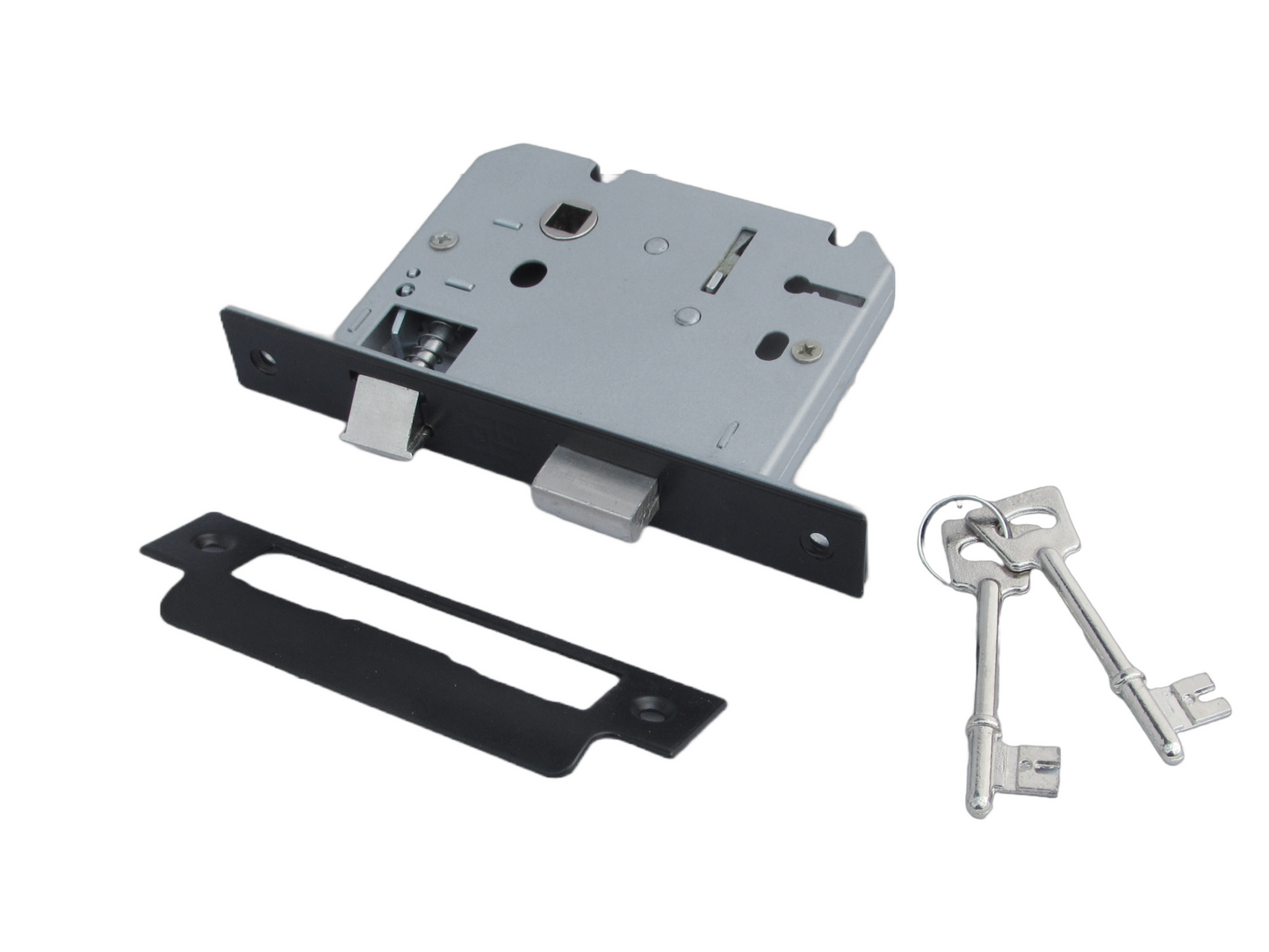 3 Lever Mortice Matt Black Sash Lock Key 2.5" 64mm Bolt Through Reversible Bathroom Handle Locks