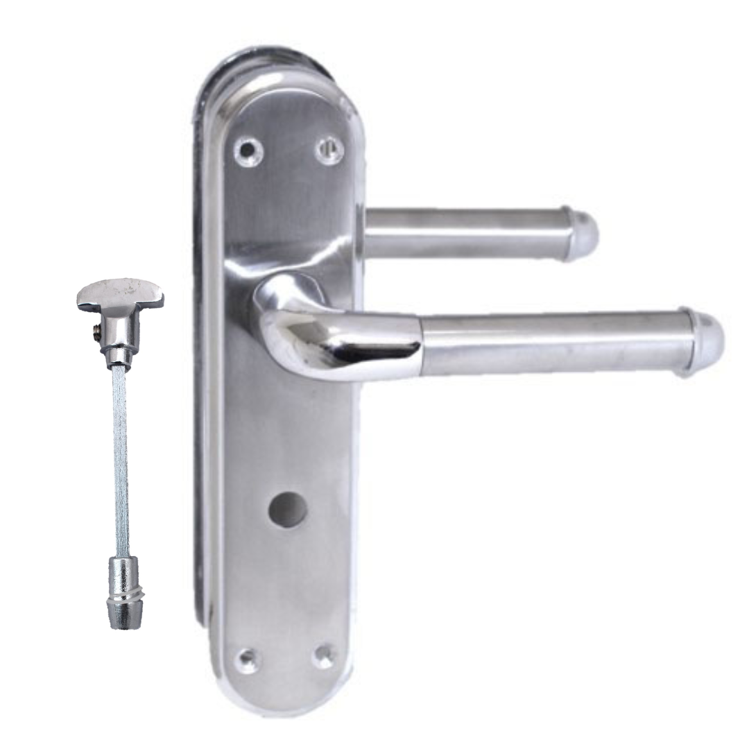 Marina Door Handle Two Tone Bathroom Lock Lever - Chrome and Satin