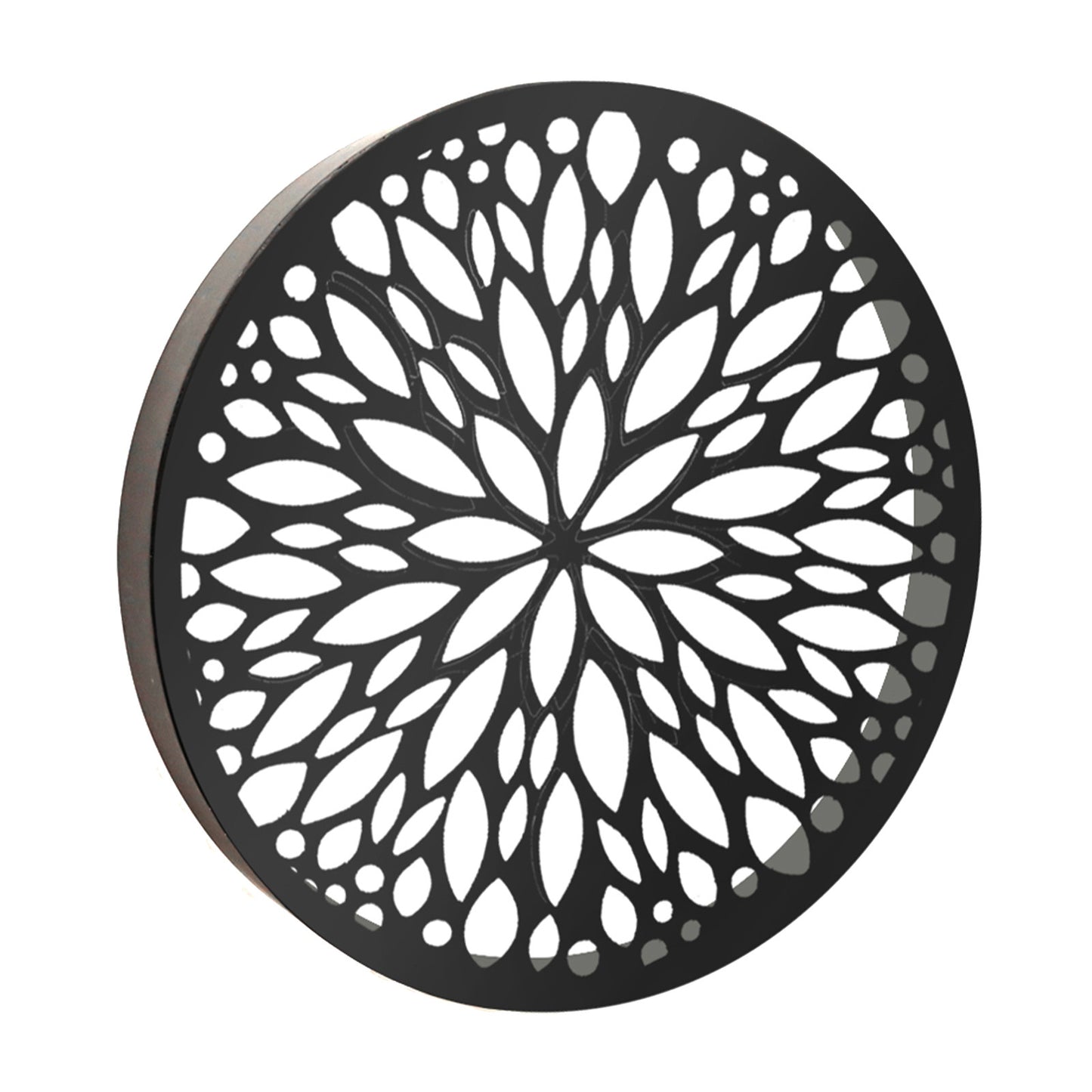 Round Abstract Flower Solar Wall Panel Metal LED Garden Decor