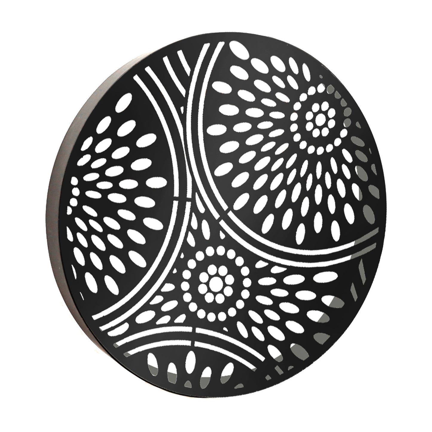 Round Morroccan Solar Wall Panel Metal LED Garden Decor