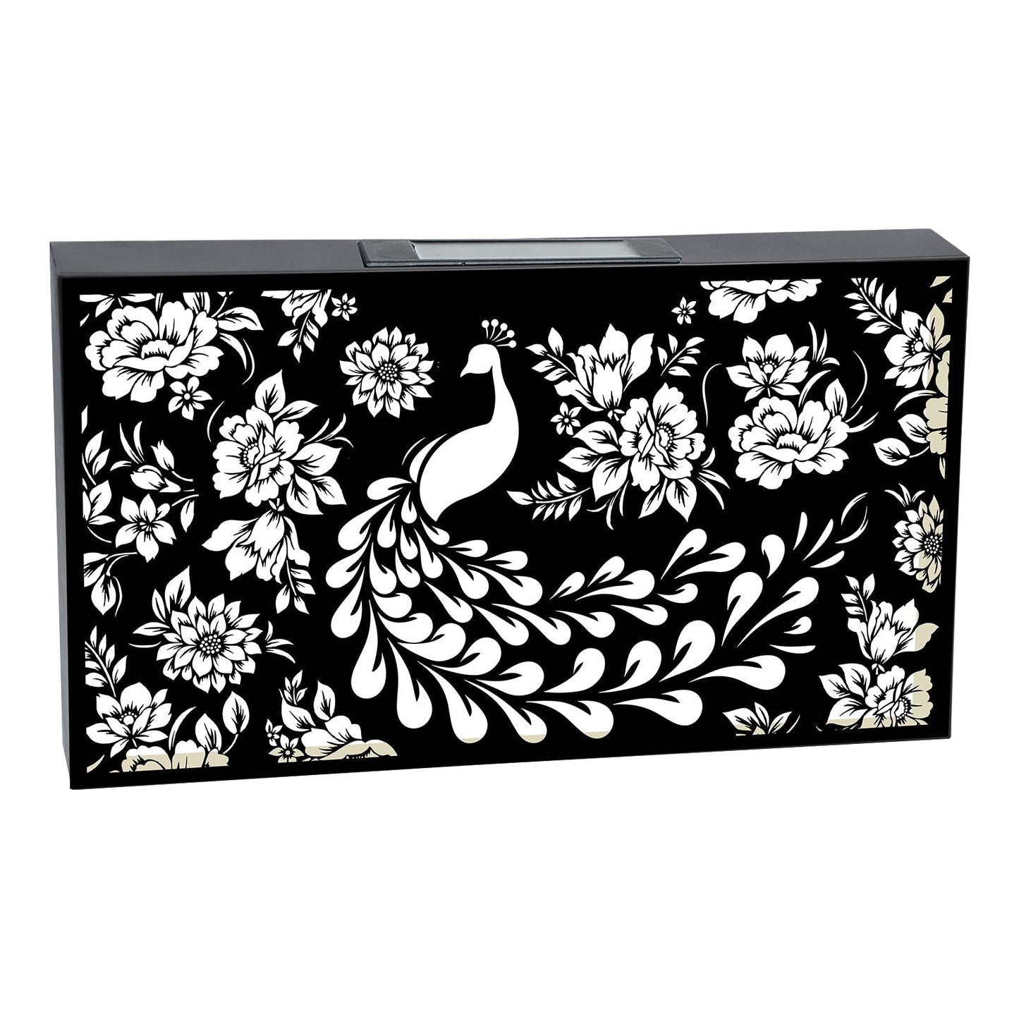Solar Peacock Wall Panel Metal LED Garden Decor