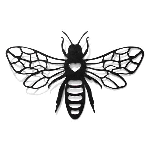 Large Black Metal Honeybee Silhouette Wall Art - Ornament Gifts for the Garden Wall Plaque Decoration