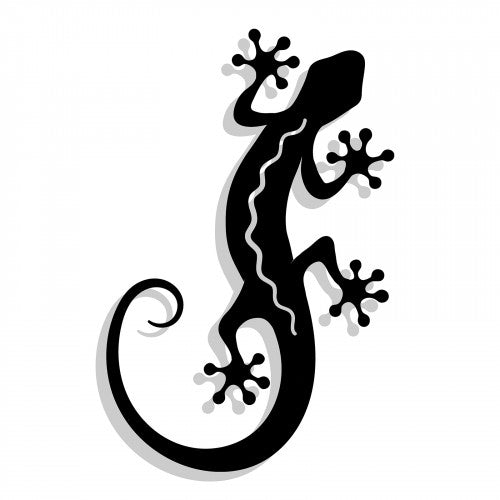Large Black Metal Gecko Silhouette Wall Art - Rustic Lizard Indoor & Outdoor Yard Decoration