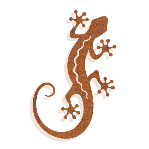 Large Rusted Metal Gecko Silhouette Wall Art - Rustic Lizard Indoor & Outdoor Yard Decoration