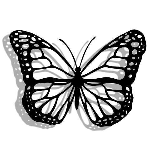 Large Black Metal Butterfly Silhouette Wall Art - Garden Ornament Indoor & Outdoor Decoration