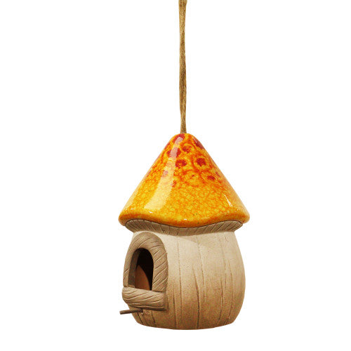 Mushroom Resin Bird House Garden Ornament
