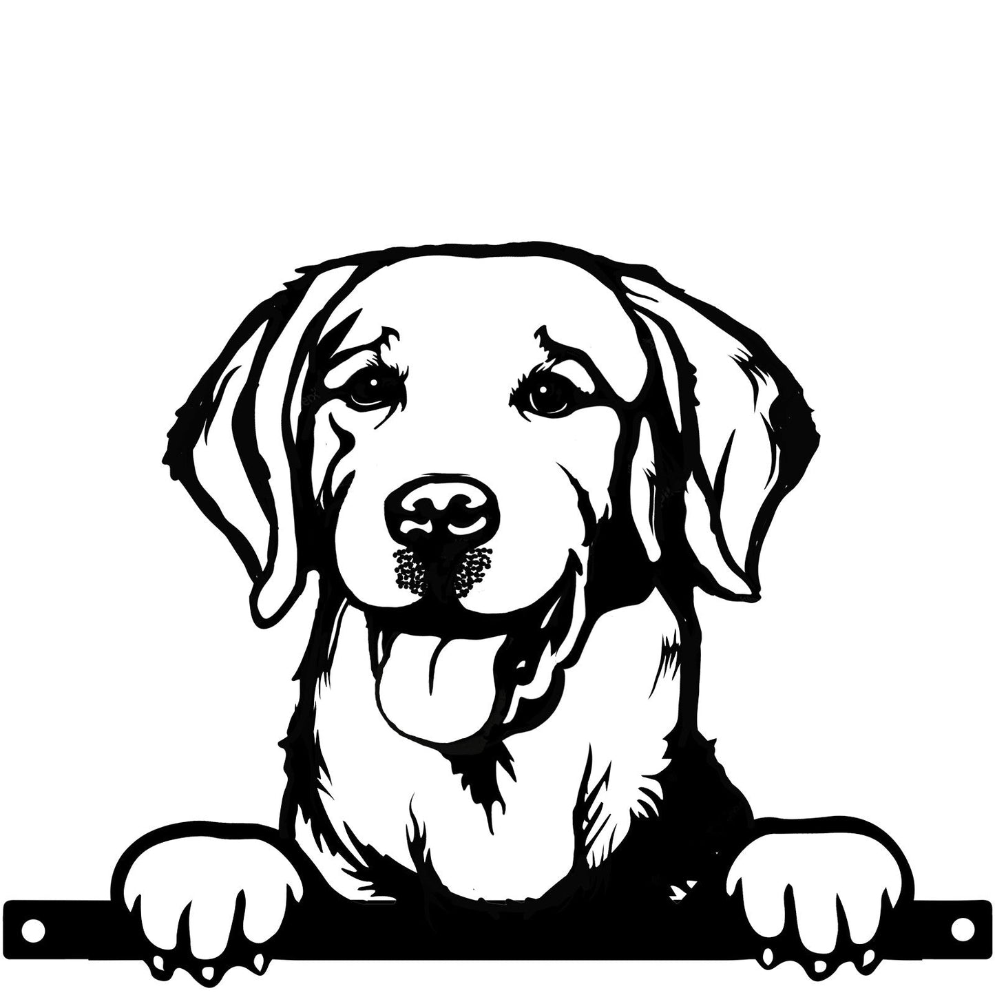 Peeking Labrador Retriever Dog Fence Topper Black Metal Silhouette Garden Decoration