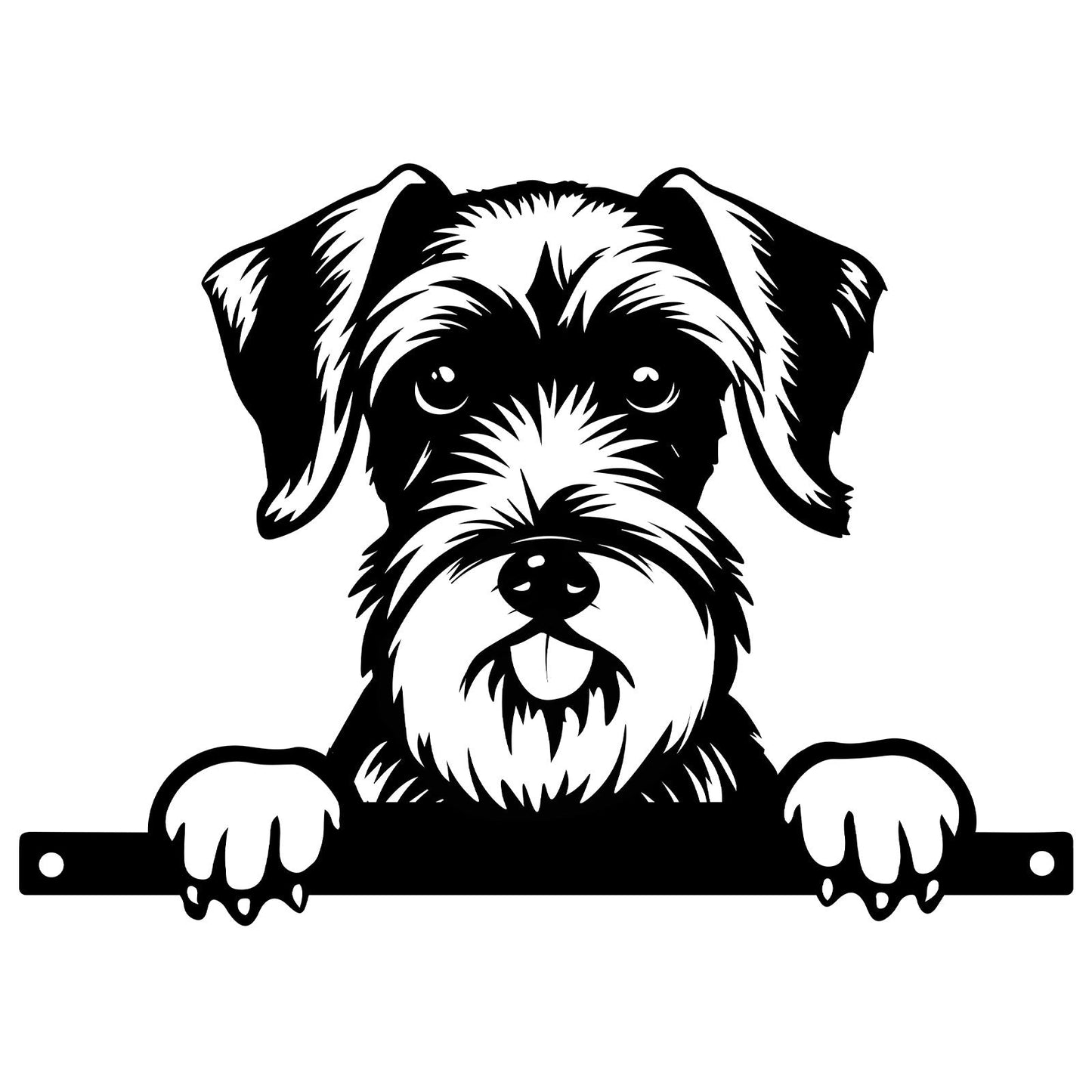 Peeking Schnauzer Dog Fence Topper Black Metal Silhouette Garden Decoration